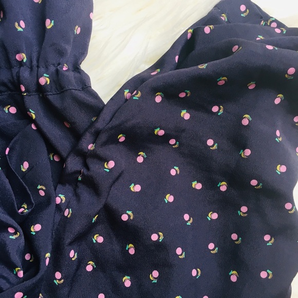 Dark Blue Cherry/Flower Print Button Down Jumper - Picture 4 of 7